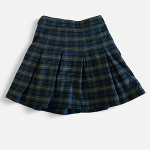 Hollister Blue and Green Plaid A-Line Skirt